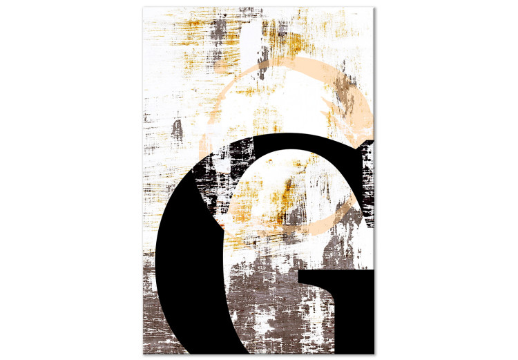 Canvas Print Black, capital letter G - abstraction with grey and white elements 127842