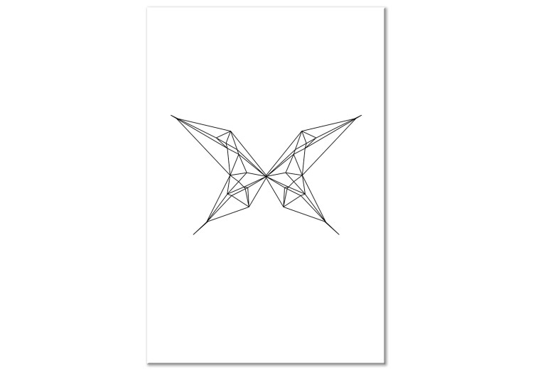 Canvas Art Print Black flying butterfly contours - white, geometric abstraction 128042