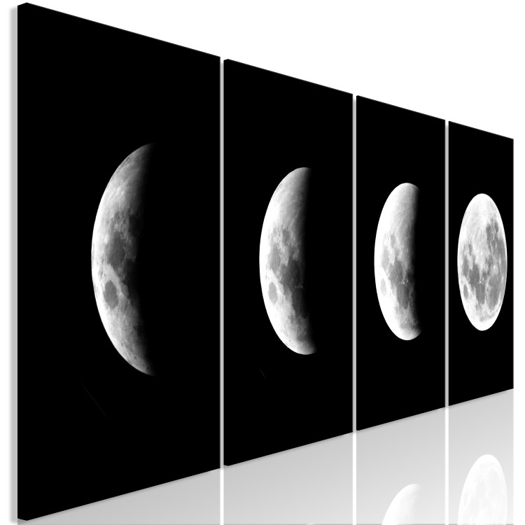 Canvas Phases of the Moon (4-part) - landscape of the white moon against the backdrop of space 128942 additionalImage 2