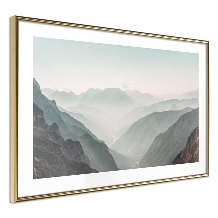 Poster Mountain Horizon - landscape of rocky mountains with a gentle misty glow 129842 additionalImage 7