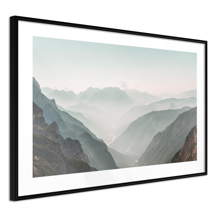 Poster Mountain Horizon - landscape of rocky mountains with a gentle misty glow 129842 additionalImage 6