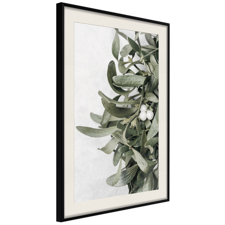 Wall Poster Happy Kiss - leafy plant with flowers on a gray background 130742 additionalImage 2