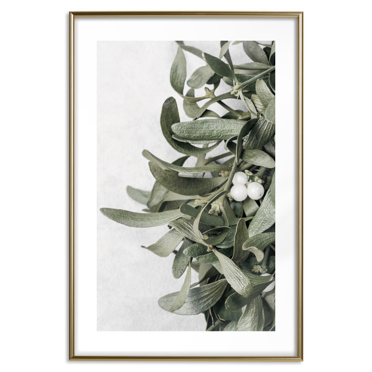 Wall Poster Happy Kiss - leafy plant with flowers on a gray background 130742 additionalImage 14