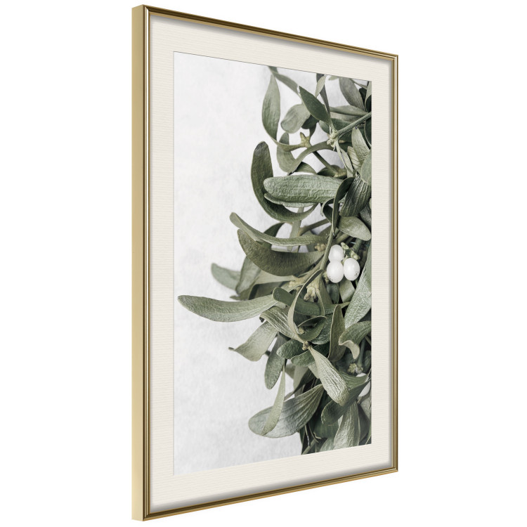 Wall Poster Happy Kiss - leafy plant with flowers on a gray background 130742 additionalImage 3