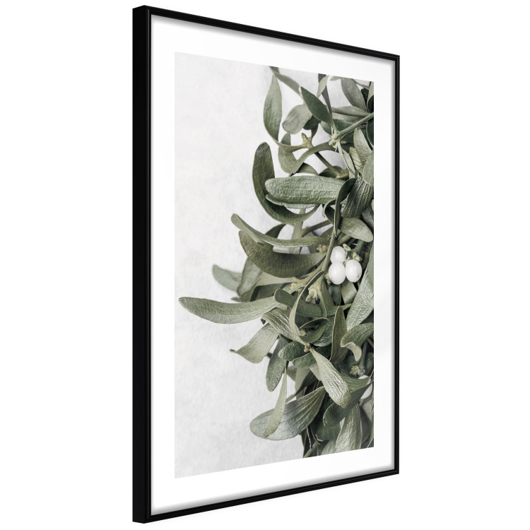 Wall Poster Happy Kiss - leafy plant with flowers on a gray background 130742 additionalImage 8