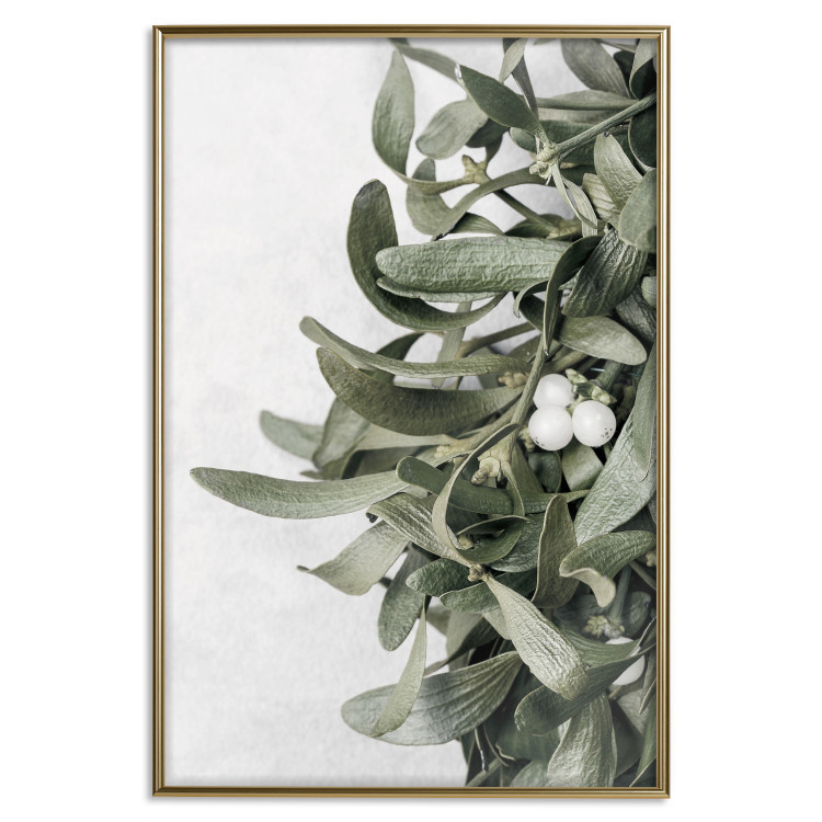 Wall Poster Happy Kiss - leafy plant with flowers on a gray background 130742 additionalImage 17