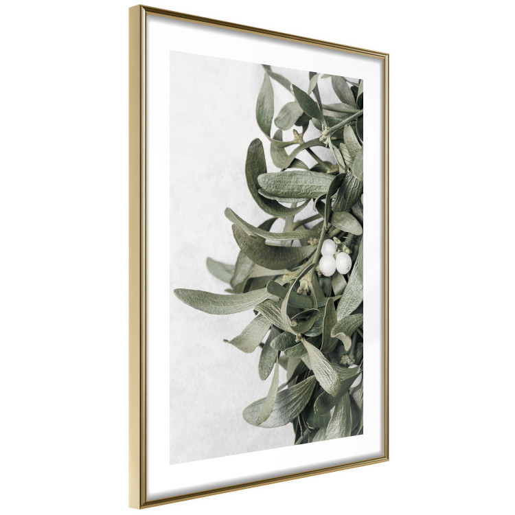 Wall Poster Happy Kiss - leafy plant with flowers on a gray background 130742 additionalImage 9