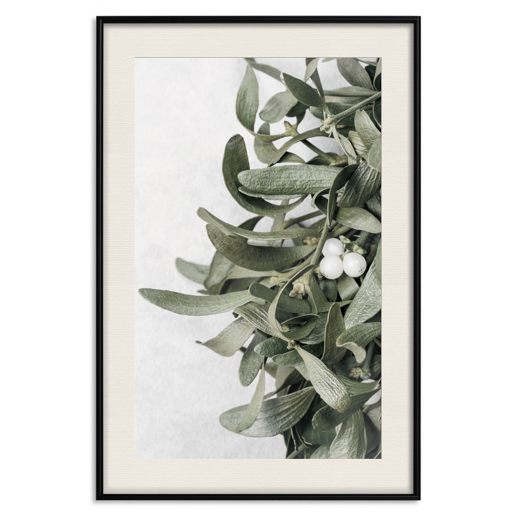 Wall Poster Happy Kiss - leafy plant with flowers on a gray background 130742 additionalImage 19