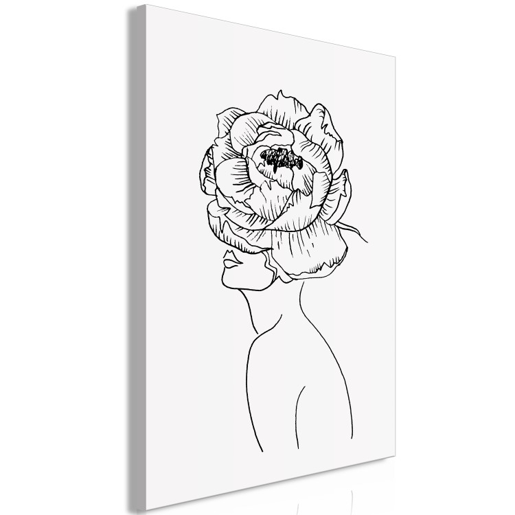 Canvas Art Print Face of Youth (1-piece) Vertical - woman abstraction with flower 130842 additionalImage 2
