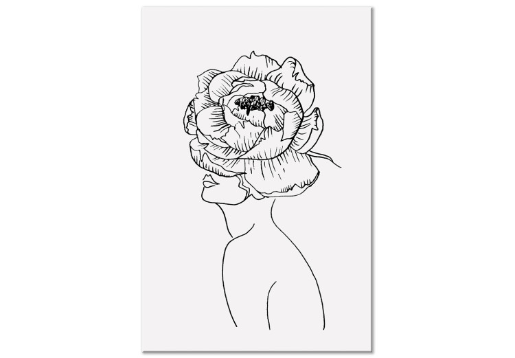 Canvas Art Print Face of Youth (1-piece) Vertical - woman abstraction with flower 130842