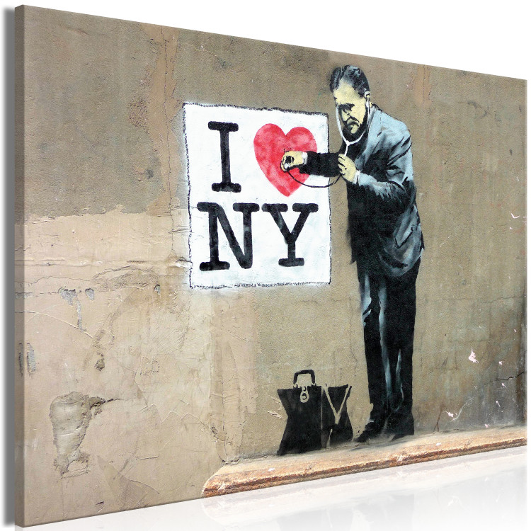 Canvas Art Print Doctor and heart on a wall - street art style graphic with inscription 132442 additionalImage 2