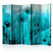 Room Divider Turquoise madness II (5-piece) - blue abstraction in flowers 132642