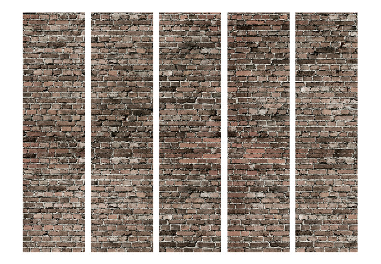 Room Divider Screen Old Brick II (5-piece) - industrial background in shades of brown 132842 additionalImage 3