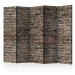 Room Divider Screen Old Brick II (5-piece) - industrial background in shades of brown 132842
