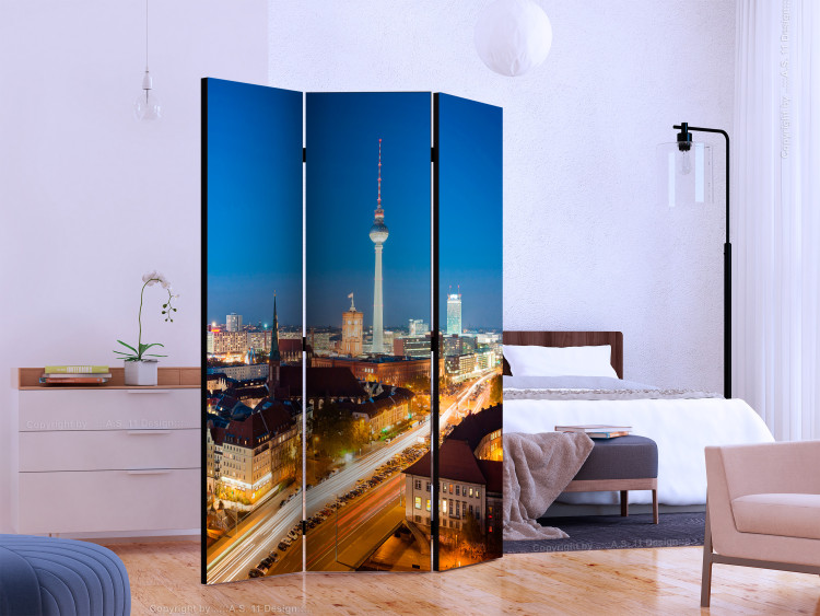 Room Divider Berlin by Night (3-piece) - city panorama against the backdrop of the night sky 133042 additionalImage 2