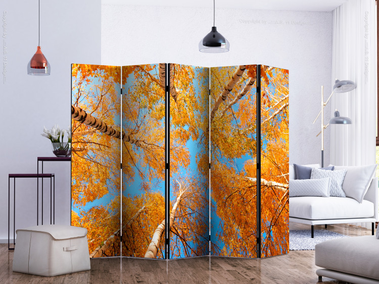 Room Divider Screen Autumn Tree Crowns II (5-piece) - orange leaves and sky 134142 additionalImage 2