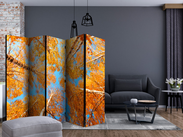Room Divider Screen Autumn Tree Crowns II (5-piece) - orange leaves and sky 134142 additionalImage 4