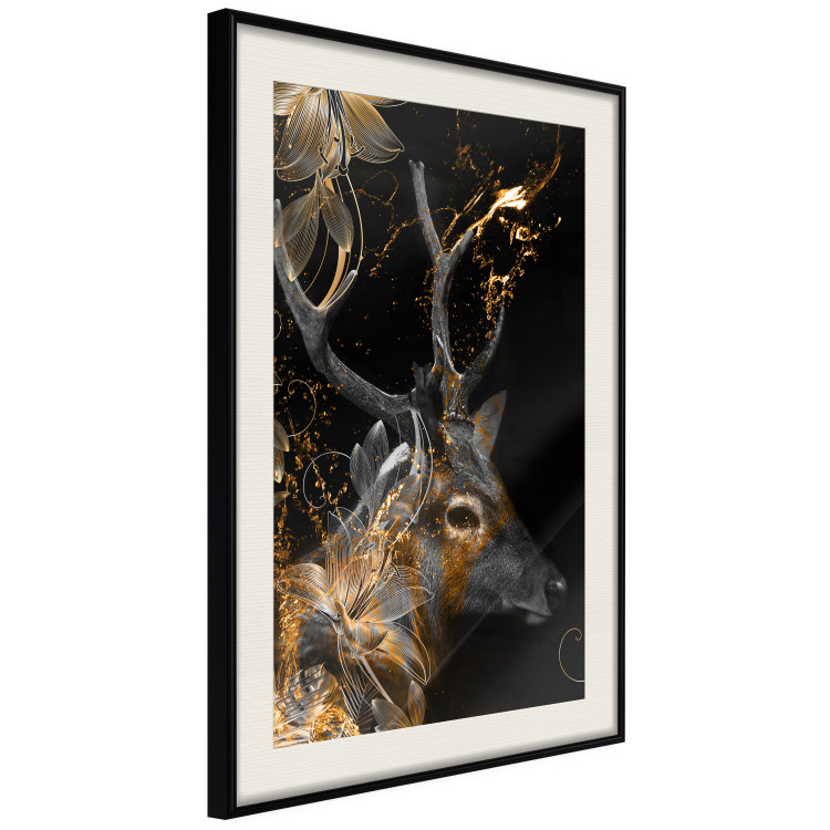 Wall Poster Deer's Treasure - abstract deer amid golden details on a black background 134742 additionalImage 5