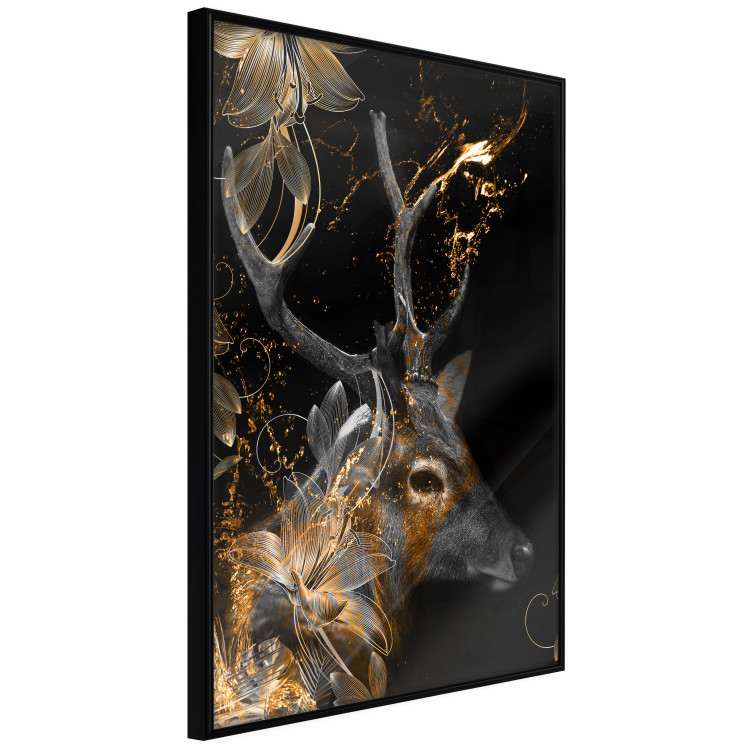Wall Poster Deer's Treasure - abstract deer amid golden details on a black background 134742 additionalImage 13