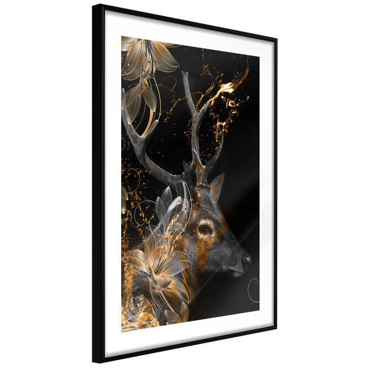 Wall Poster Deer's Treasure - abstract deer amid golden details on a black background 134742 additionalImage 14
