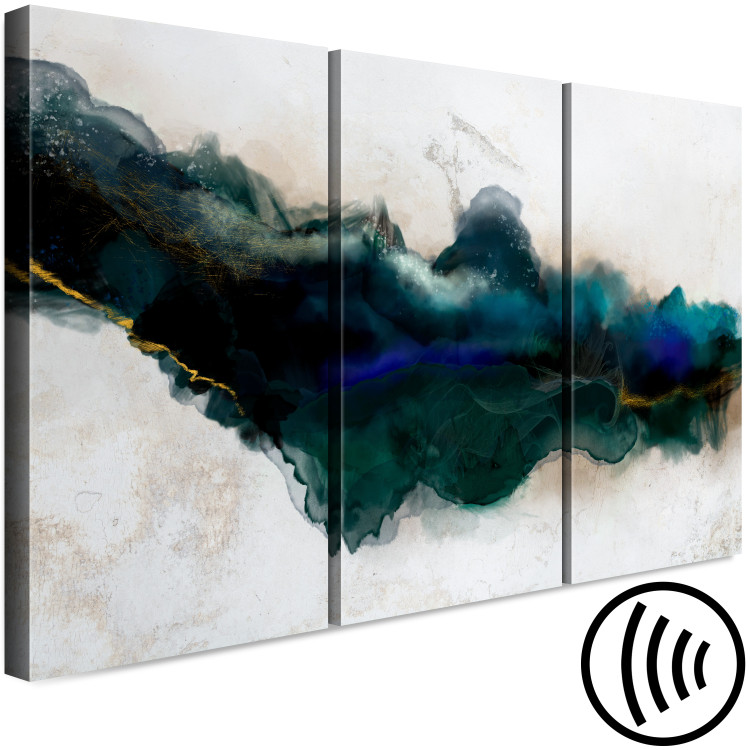 Canvas Azure Crevice (3-piece) - green watercolor-style abstraction 135042 additionalImage 6