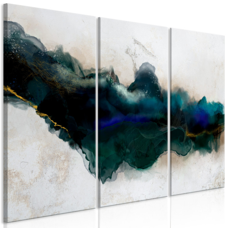Canvas Azure Crevice (3-piece) - green watercolor-style abstraction 135042 additionalImage 2