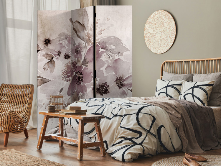 Folding Screen Transience of Shades (3-piece) - Watercolor flowers in pink hue 136142 additionalImage 4