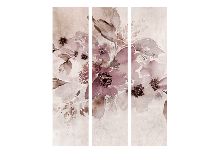 Folding Screen Transience of Shades (3-piece) - Watercolor flowers in pink hue 136142 additionalImage 3