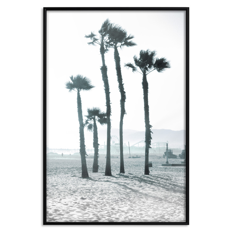 Poster Palms in the Wind - beach landscape with large palms on a light background 137842 additionalImage 13