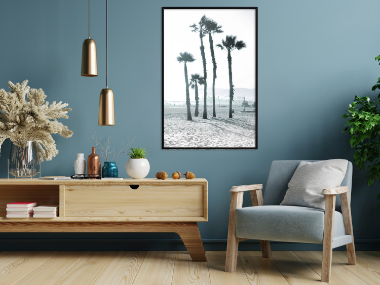 Poster Palms in the Wind - beach landscape with large palms on a light background 137842 additionalImage 14