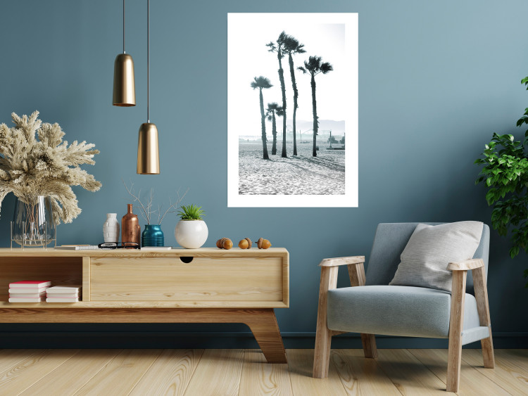Poster Palms in the Wind - beach landscape with large palms on a light background 137842 additionalImage 15