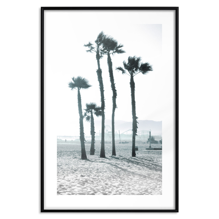 Poster Palms in the Wind - beach landscape with large palms on a light background 137842 additionalImage 20