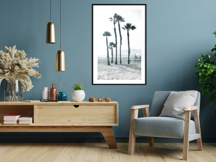 Poster Palms in the Wind - beach landscape with large palms on a light background 137842 additionalImage 18