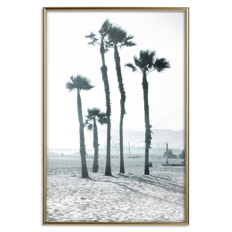Poster Palms in the Wind - beach landscape with large palms on a light background 137842 additionalImage 11