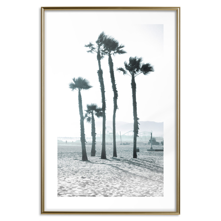 Poster Palms in the Wind - beach landscape with large palms on a light background 137842 additionalImage 12