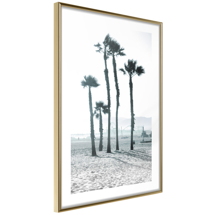 Poster Palms in the Wind - beach landscape with large palms on a light background 137842 additionalImage 2