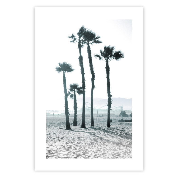 Poster Palms in the Wind - beach landscape with large palms on a light background 137842 additionalImage 9