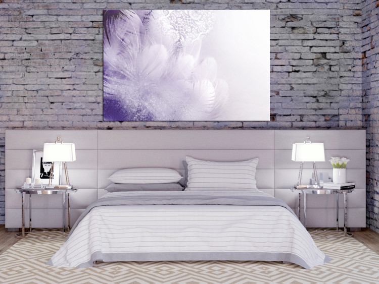 Canvas Feathers (1-piece) Wide - second variant - abstraction in purple 138242 additionalImage 3