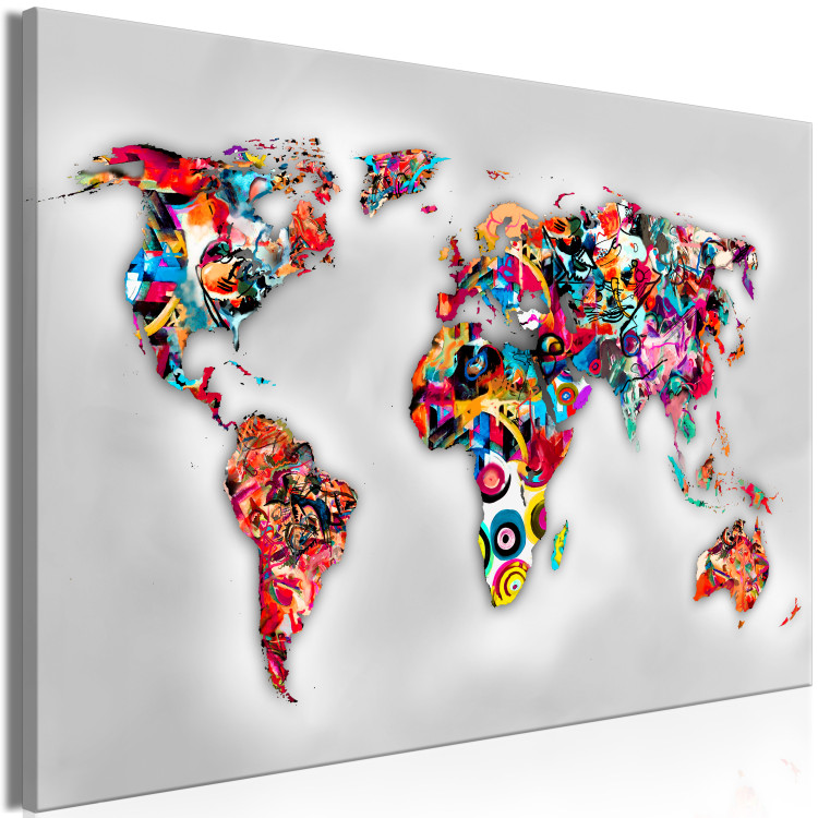 Canvas Print Colors of the World (1-piece) Wide - world map with colorful abstraction 138842 additionalImage 2