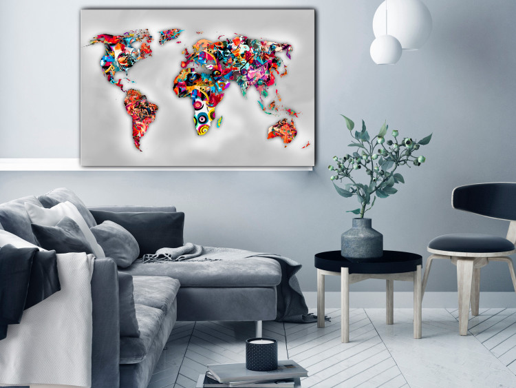 Canvas Print Colors of the World (1-piece) Wide - world map with colorful abstraction 138842 additionalImage 3