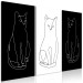 Canvas Print Elegant Cats (3-piece) - black and white lineart with quadrupeds 142342 additionalThumb 2