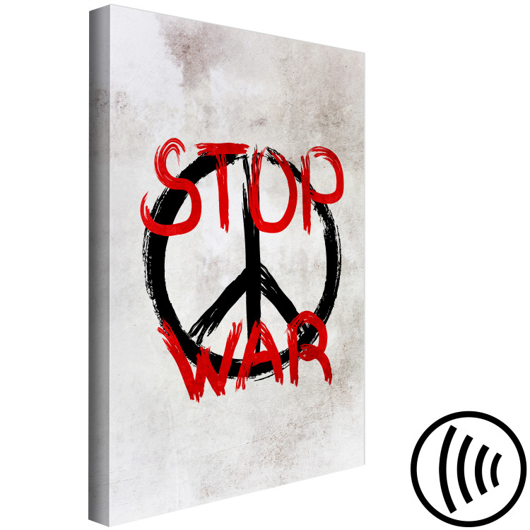Canvas Art Print Stop War (1-piece) Vertical - symbol and red English text 142442 additionalImage 6
