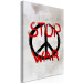 Canvas Art Print Stop War (1-piece) Vertical - symbol and red English text 142442 additionalThumb 2