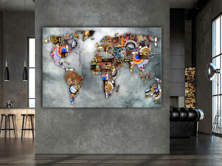 Canvas Print World Map Mosaic (1-piece) Wide - colorful abstraction 143042 additionalImage 3