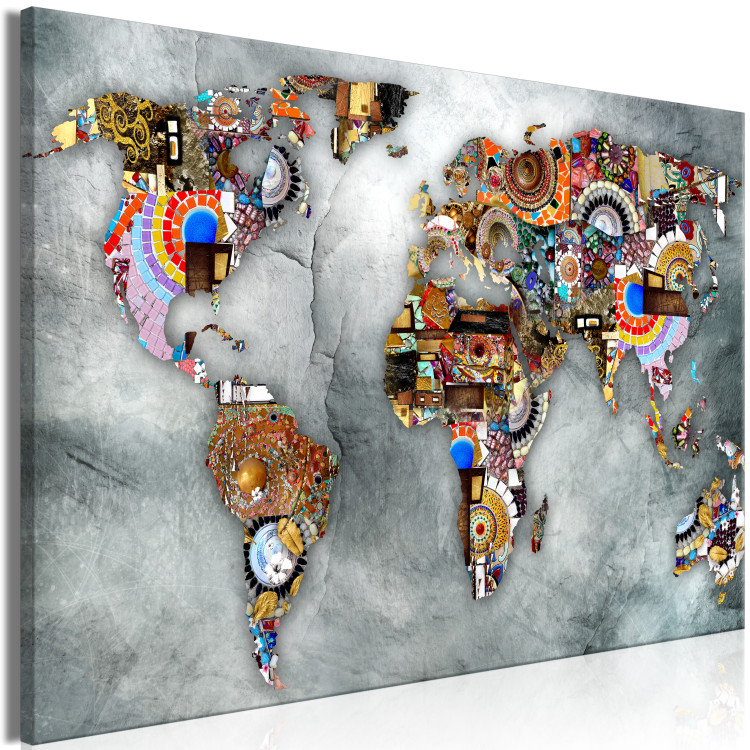Canvas Print World Map Mosaic (1-piece) Wide - colorful abstraction 143042 additionalImage 2