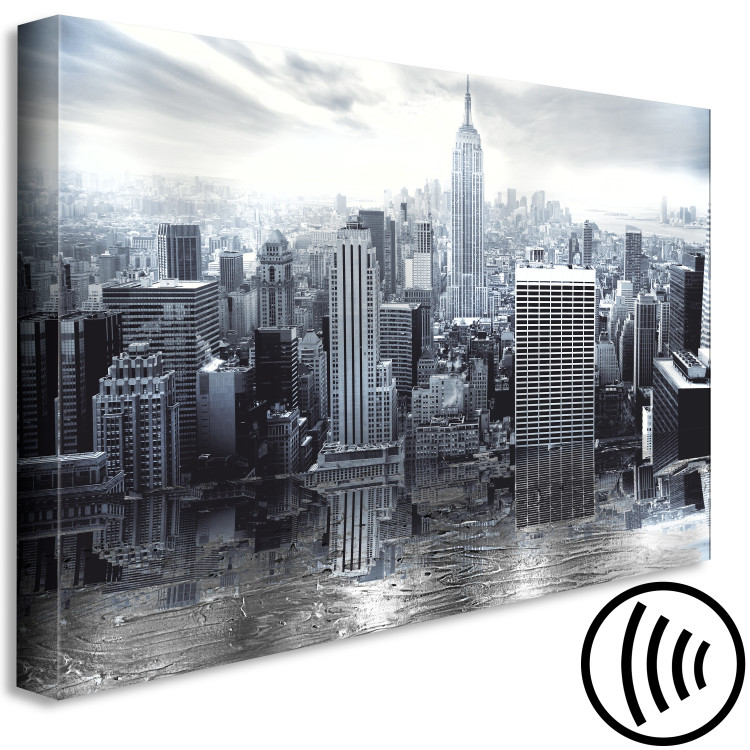 Canvas Print Silver New York (1-piece) Wide - architecture of a big city 143142 additionalImage 6