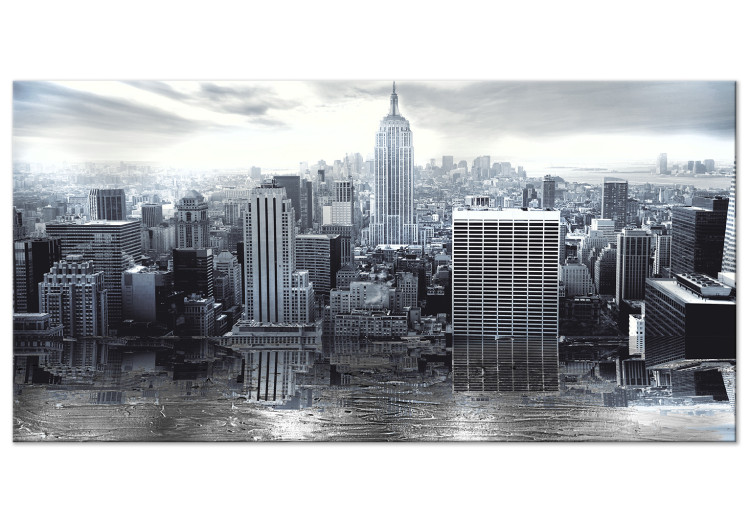 Canvas Print Silver New York (1-piece) Wide - architecture of a big city 143142