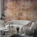 Photo Wallpaper Pink flashes - concrete texture abstraction with golden glow 143342