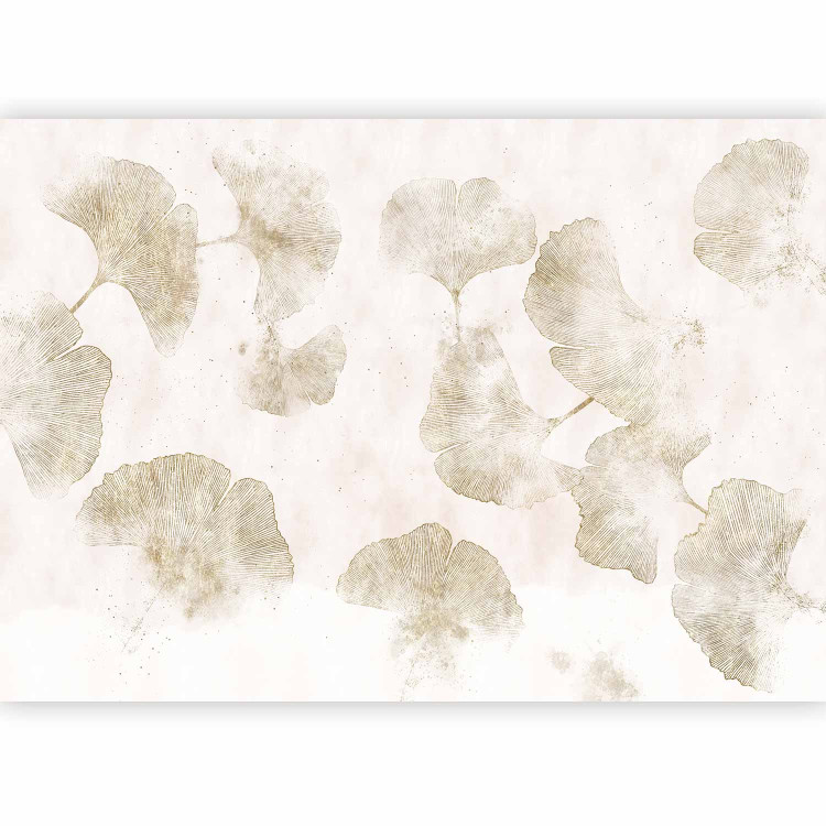Wall Mural Ginkgo tree - japanese style abstraction with gold leaf outline 144042 additionalImage 5