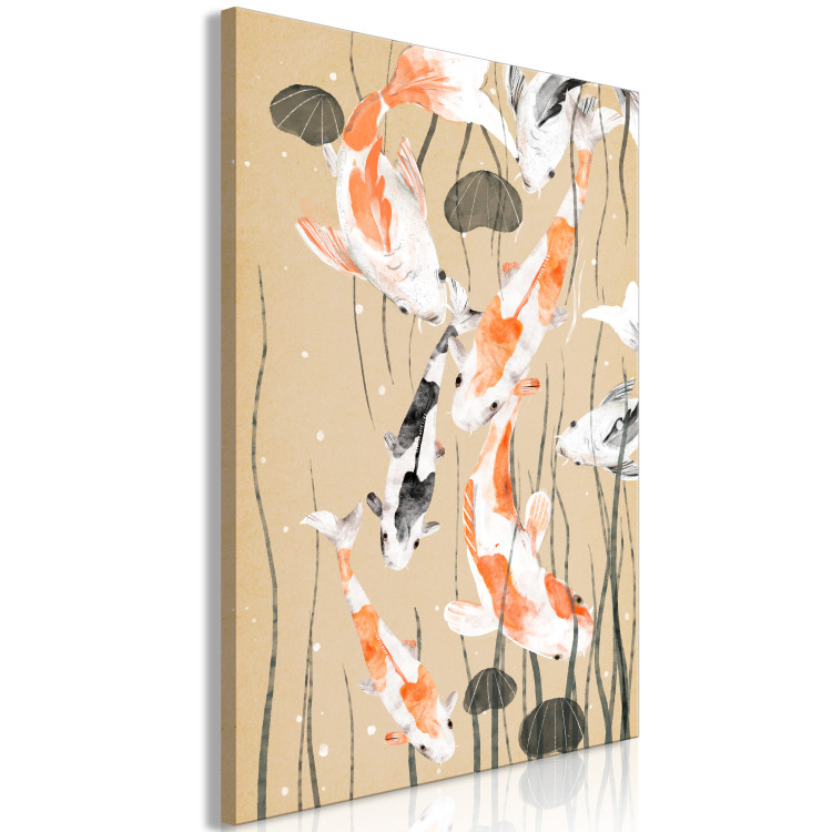 Canvas Print Koi Fish (1-piece) - Japanese carp in water among seaweed 145142 additionalImage 2